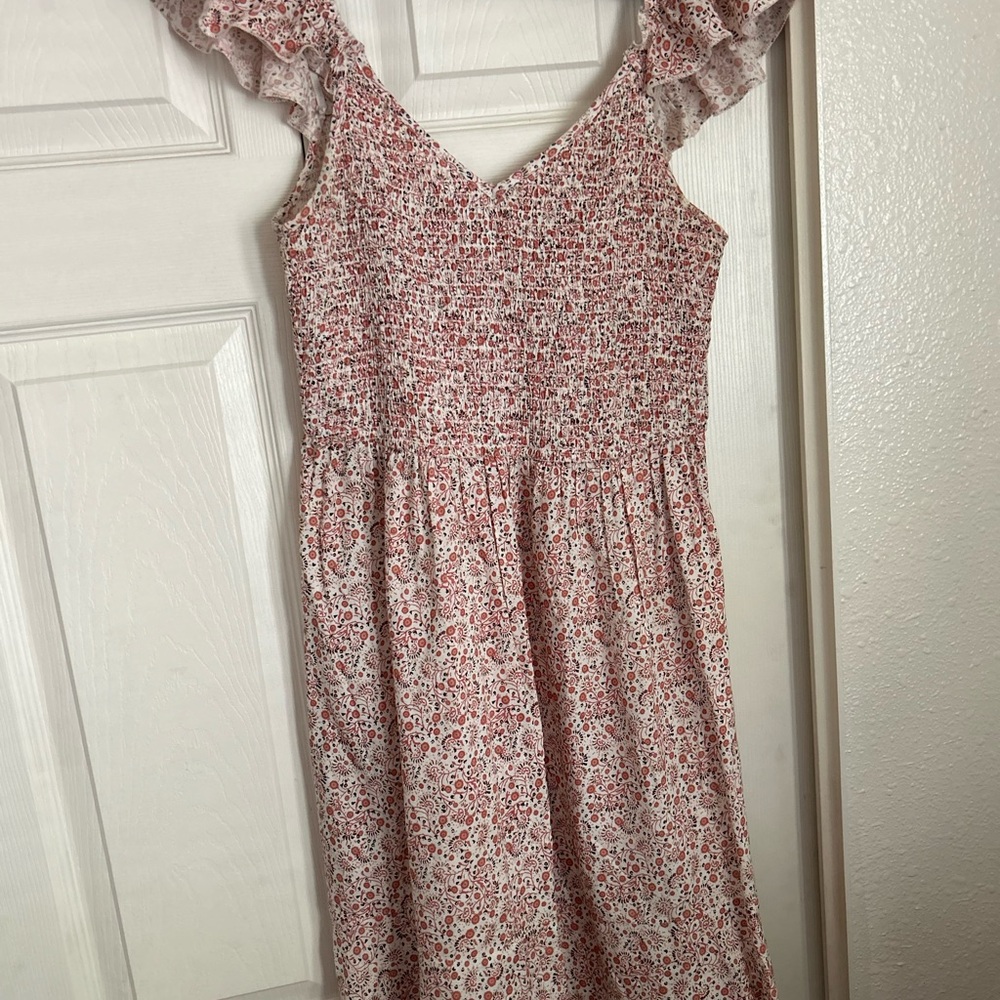 Japna Pink and White Flutter Sleeve Sundress